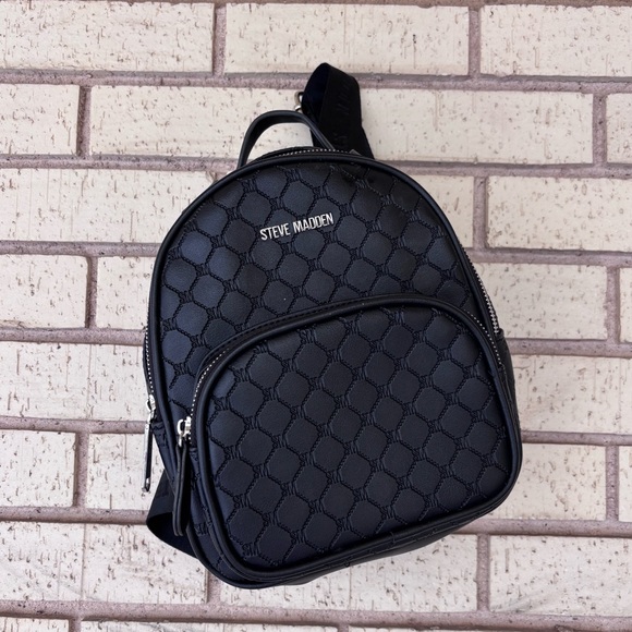 Steve Madden Handbags - Steve Madden mini small backpack black pattern purse.